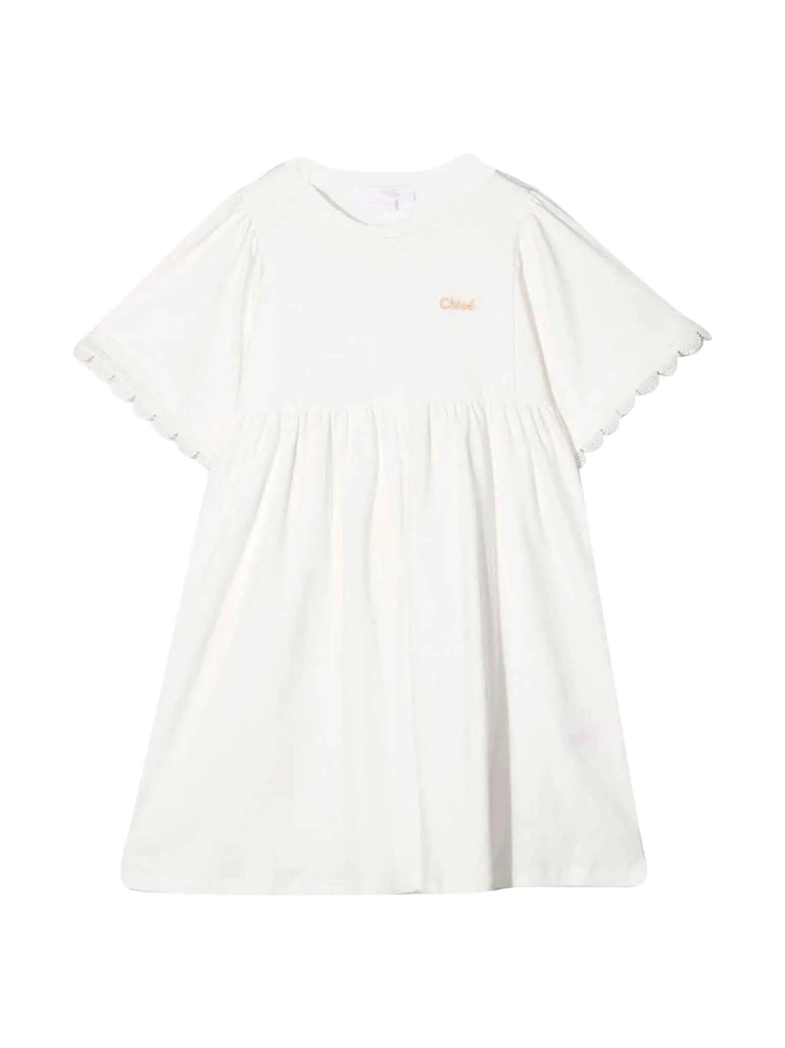 Chlo Kids Logo Embroidered Flared Dress