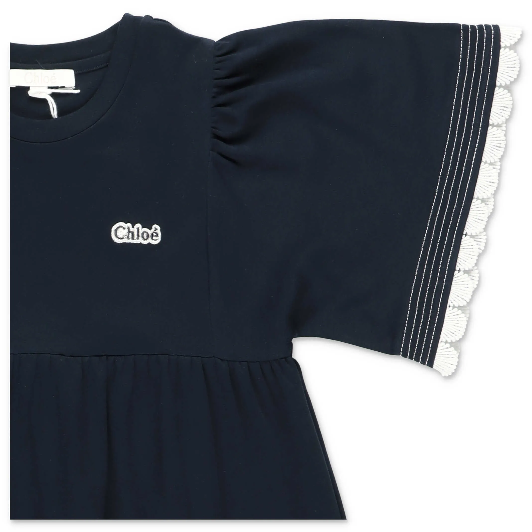 Chlo Kids Logo Embroidered Flared Dress