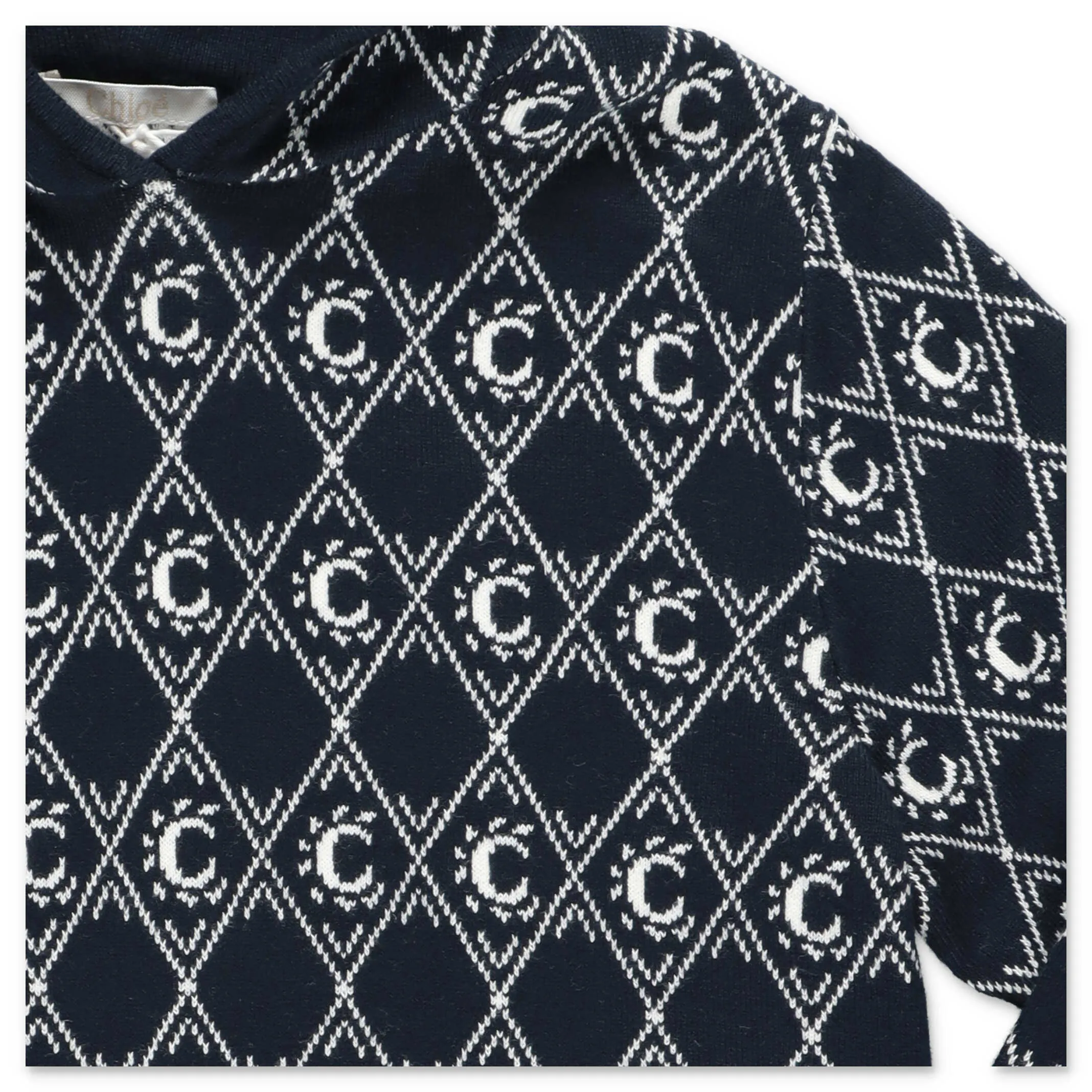 Chlo Kids Logo Intarsia Jumper Dress