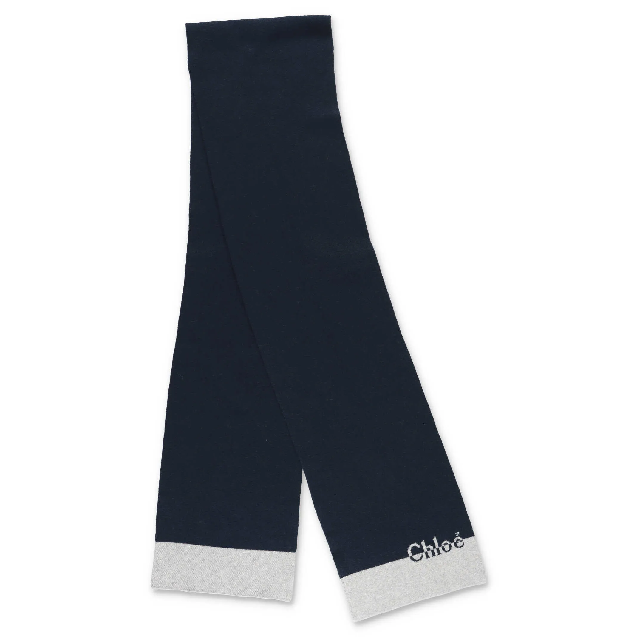 Chlo Kids Logo Intarsia Two-Tone Scarf