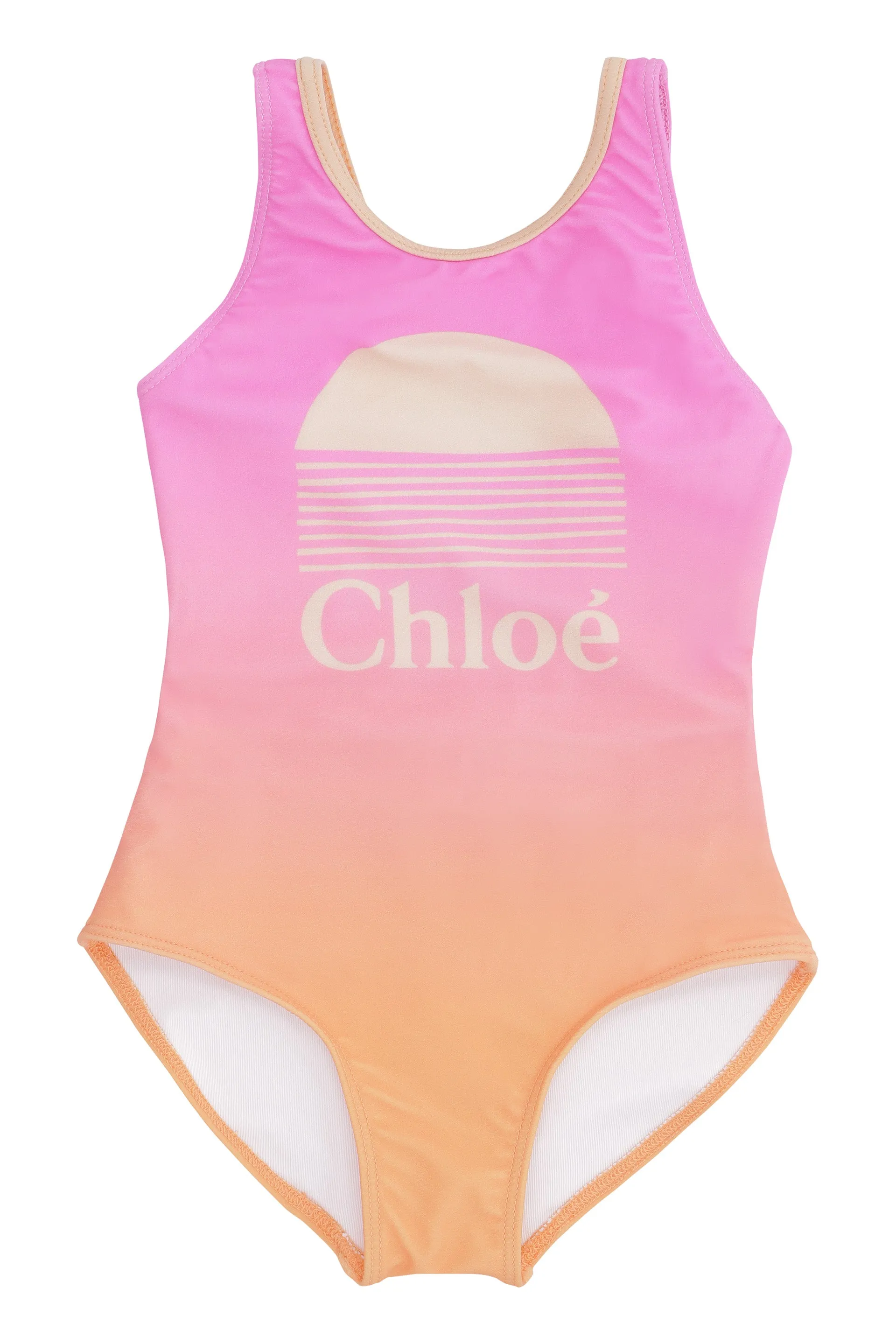 Chlo Kids Logo Printed Gradient Swimsuit