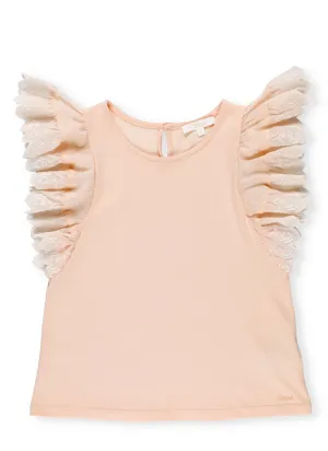 Chlo Kids Ruffled Lace Sleeve T-Shirt