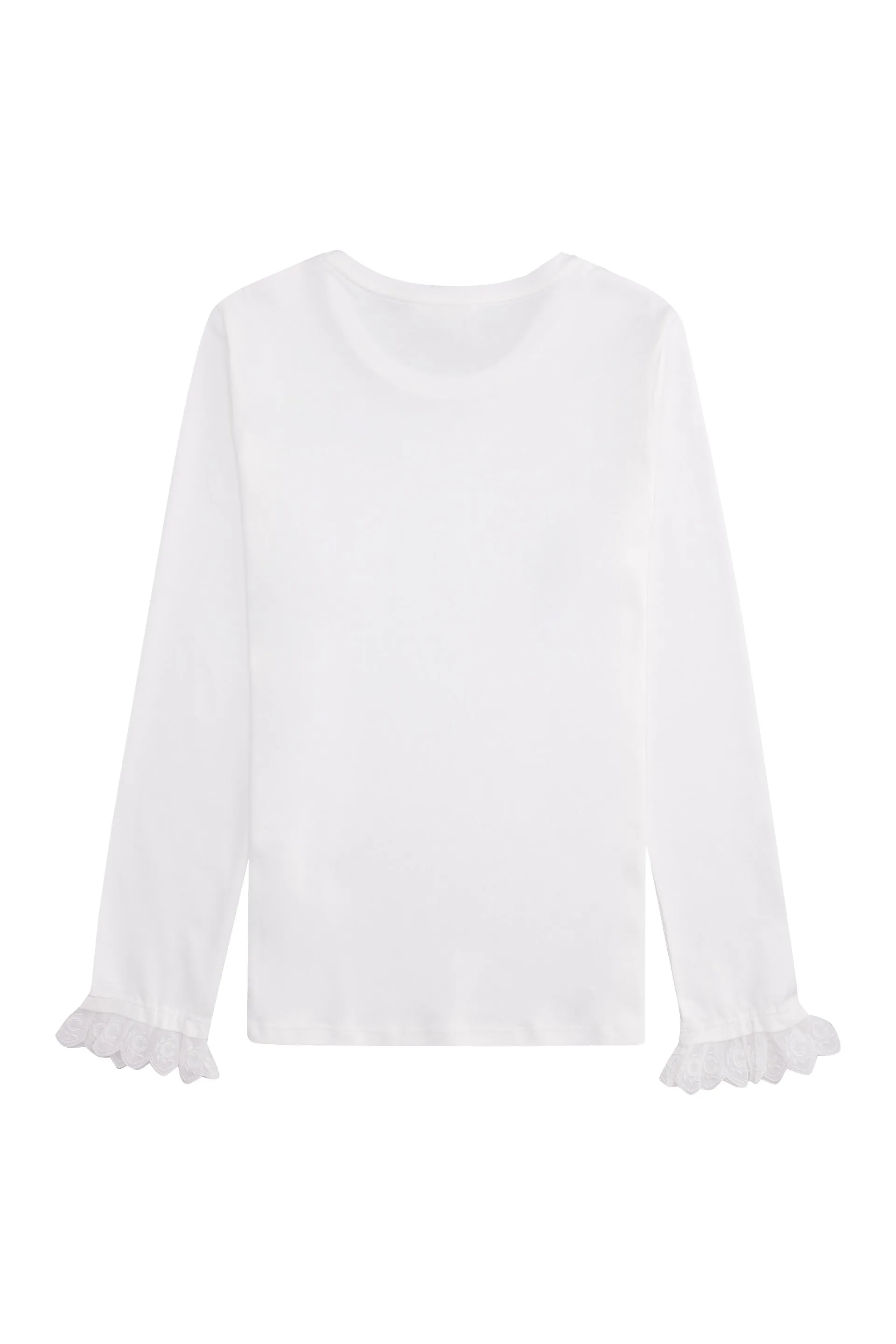 Chlo Kids Scallop Cuffs Long-Sleeve Top