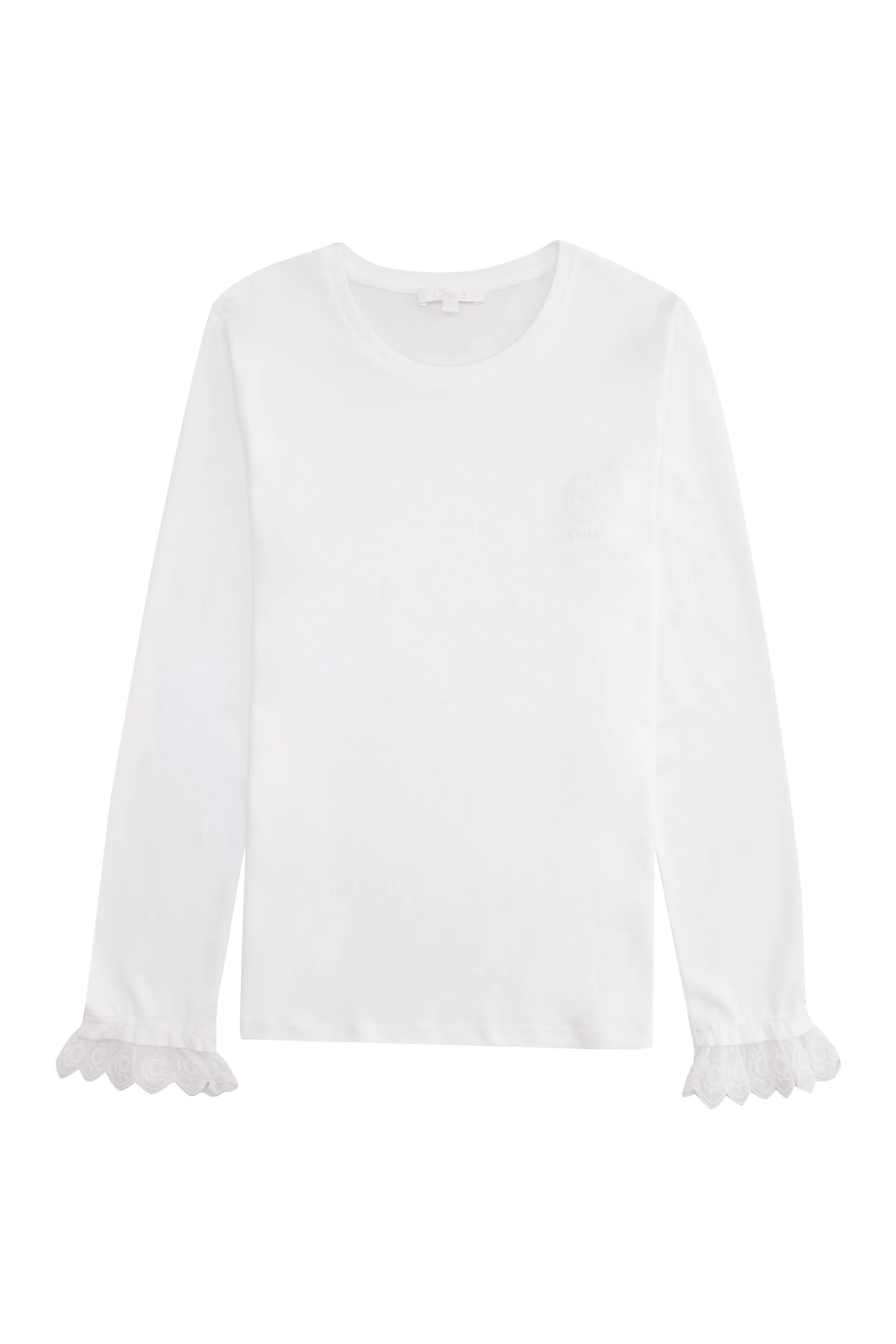 Chlo Kids Scallop Cuffs Long-Sleeve Top