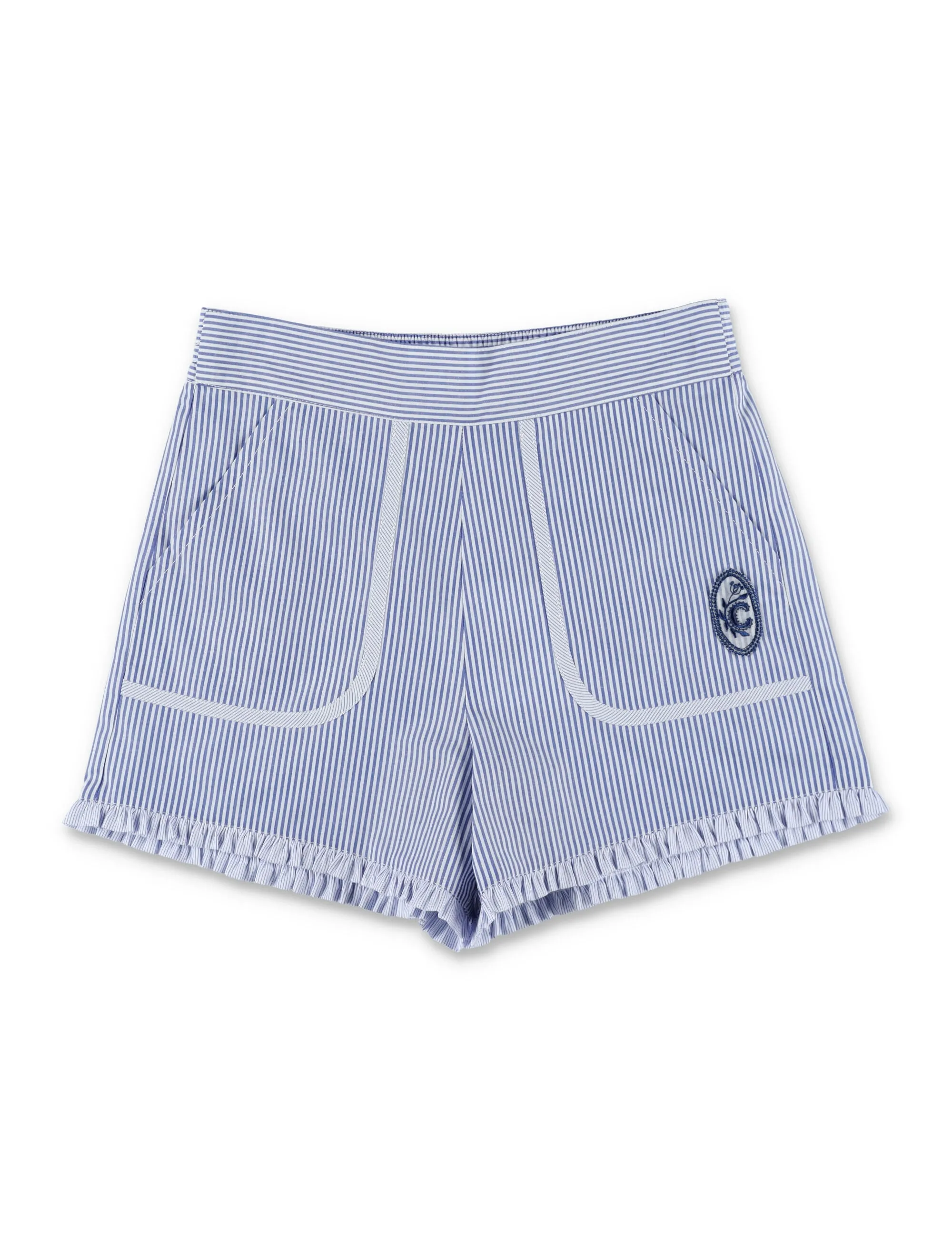 Chlo Kids Striped Logo Embroidered Shorts