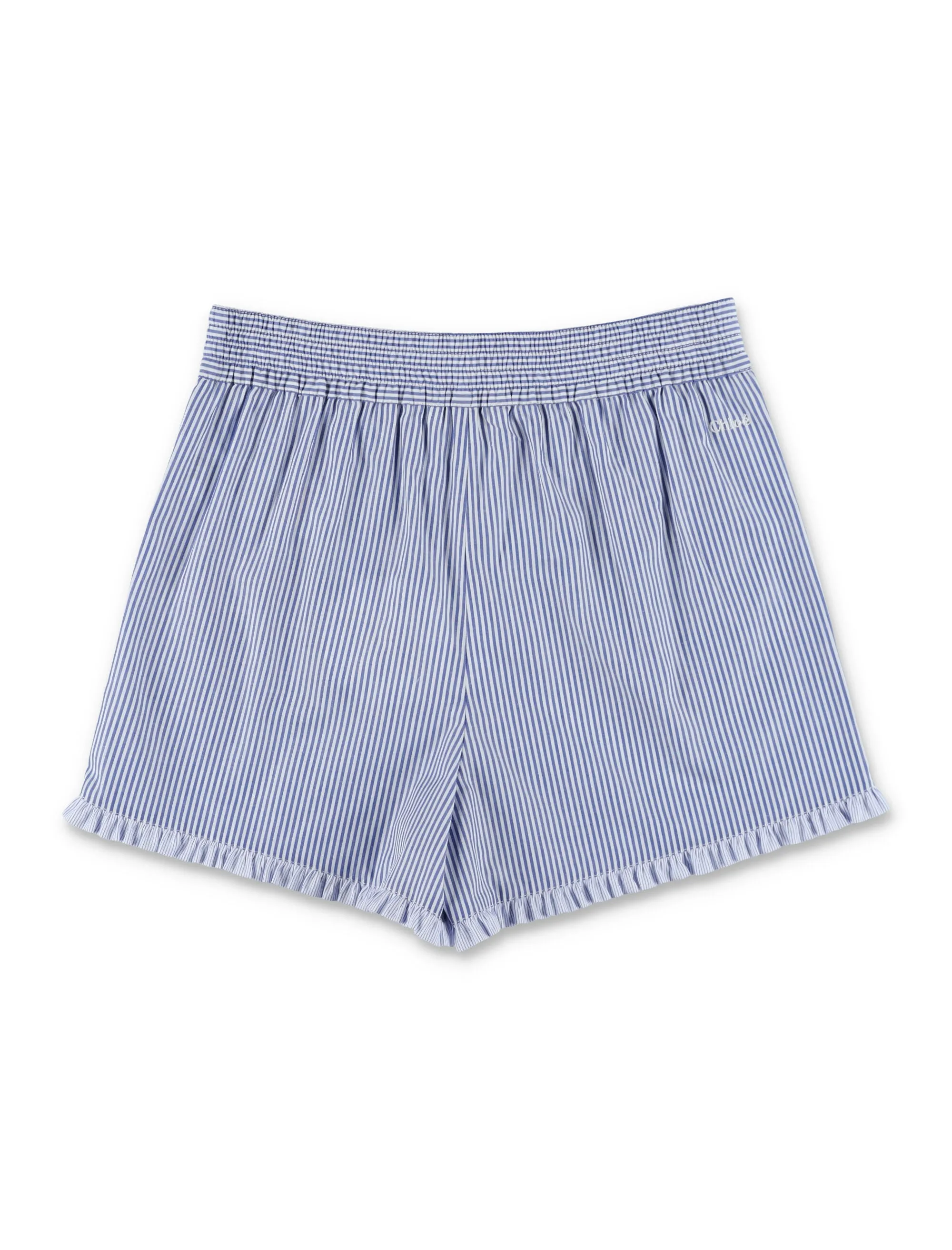 Chlo Kids Striped Logo Embroidered Shorts