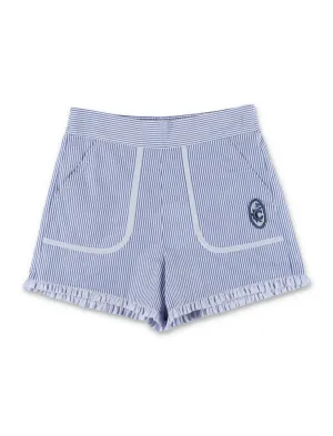 Chlo Kids Striped Logo Embroidered Shorts