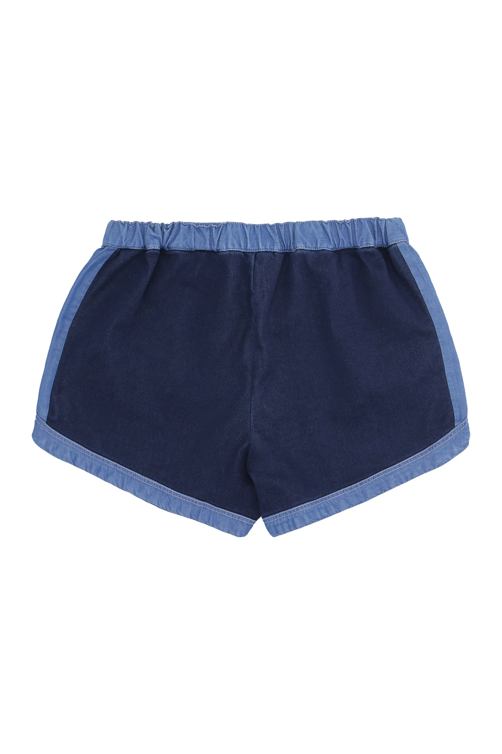 Chlo Kids Two-Tone Drawstring Denim Shorts