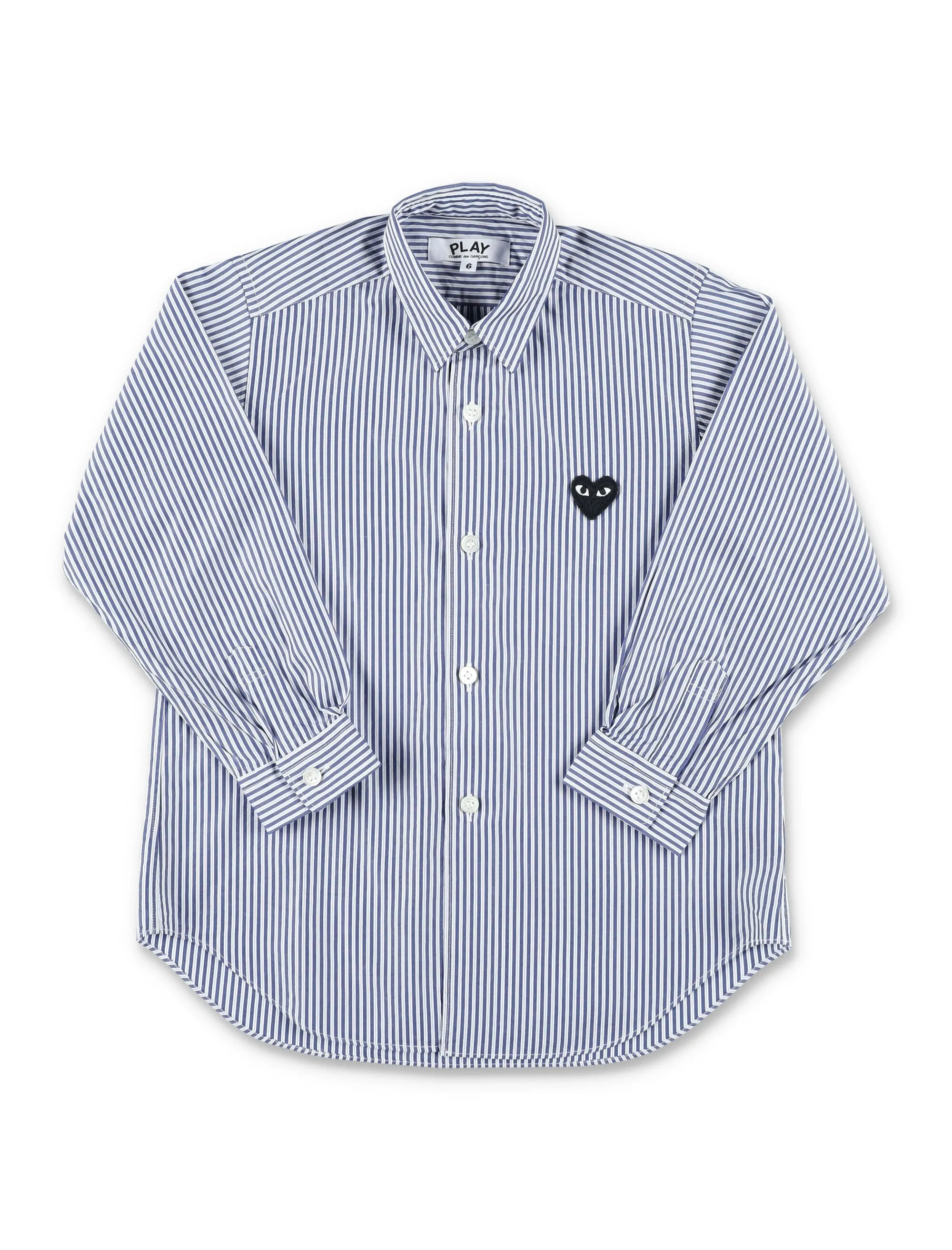 Comme des Garons Play Kids Heart Patch Striped Shirt