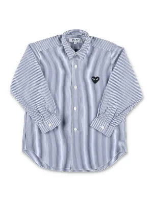 Comme des Garons Play Kids Heart Patch Striped Shirt