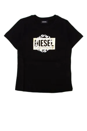 Diesel Kids Tsilyrsuc Double Logo Print T-Shirt
