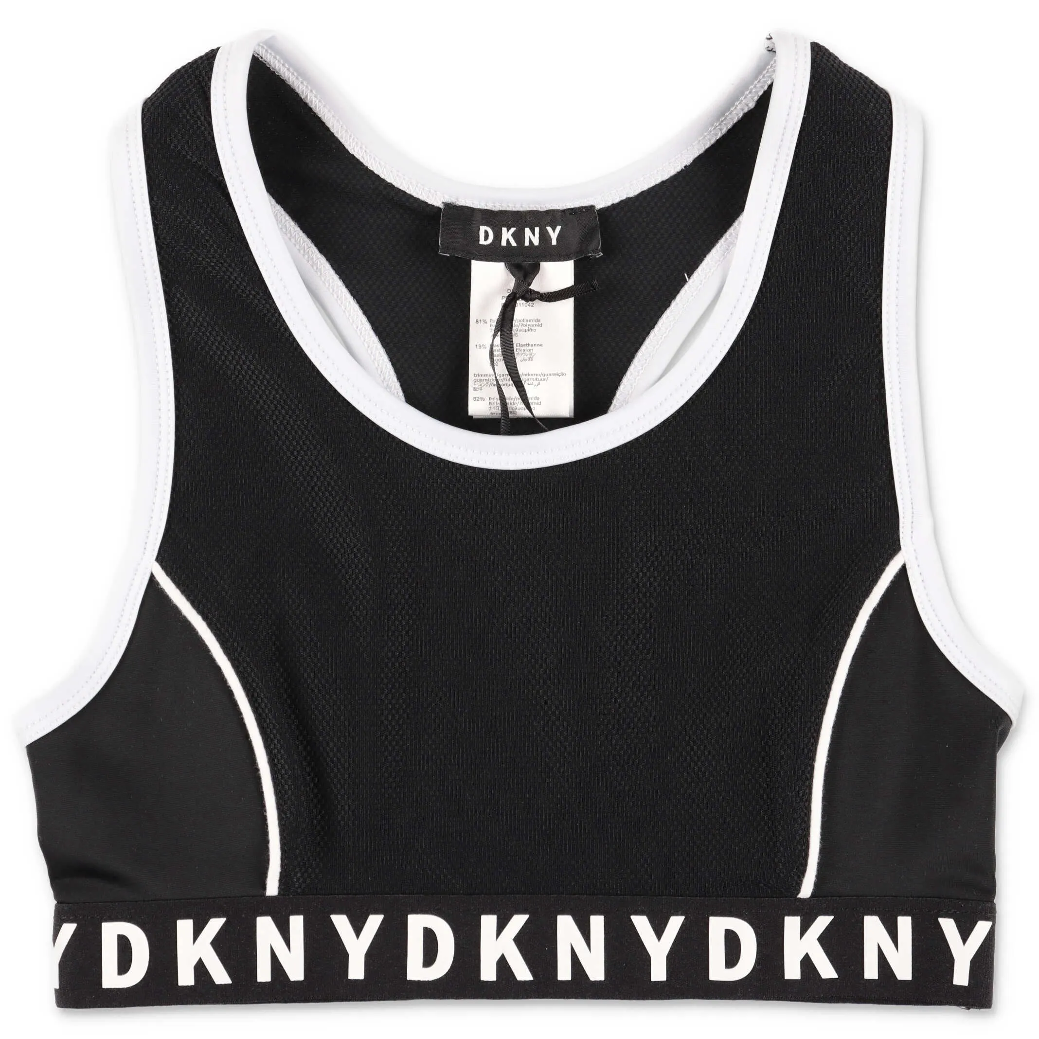 DKNY Kids Logo Tape Crop Top