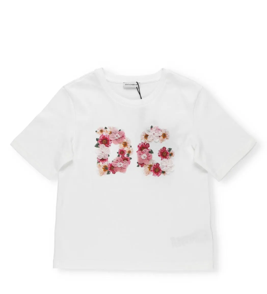 Dolce & Gabbana Kids Camellia Logo Print T-Shirt