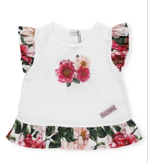 Dolce & Gabbana Kids Camellia Print Ruffled Top
