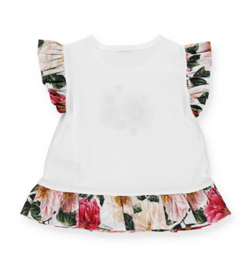 Dolce & Gabbana Kids Camellia Print Ruffled Top