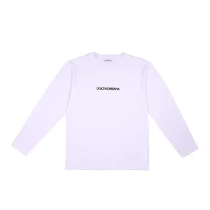 Dolce & Gabbana Kids Logo Embroidered Long Sleeve T-Shirt