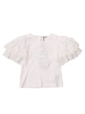 Dolce & Gabbana Kids Ruffled Sleeve Crewneck Top
