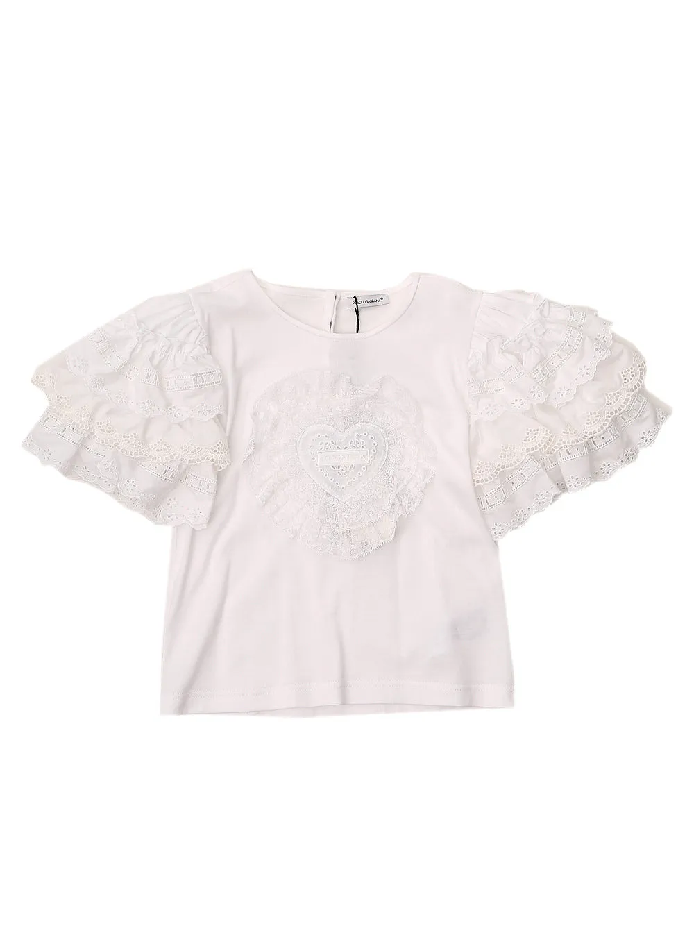 Dolce & Gabbana Kids Ruffled Sleeve Crewneck Top