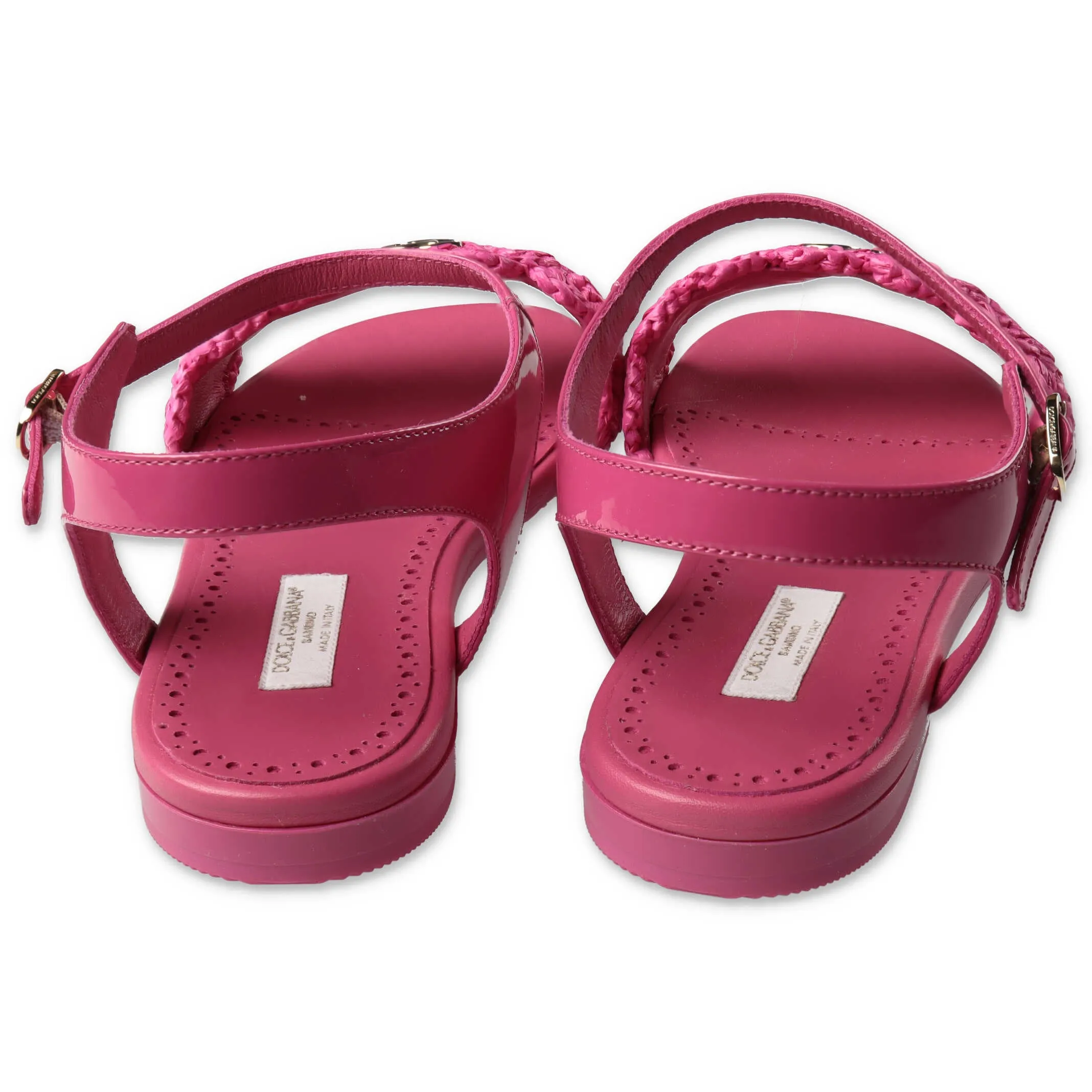 Dolce & Gabbana Kids Woven Raffia Ankle Strap Sandals