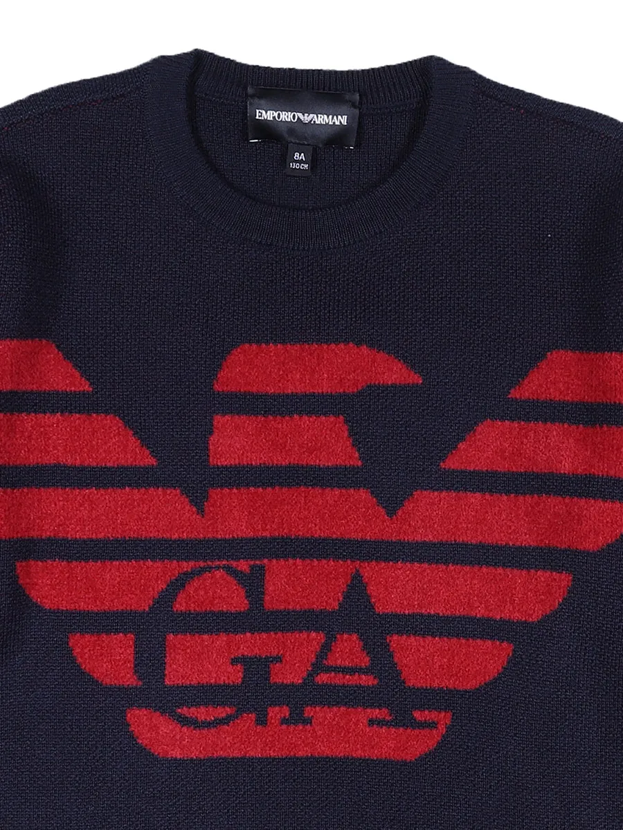 Emporio Armani Kids Intarsia Crewneck Jumper