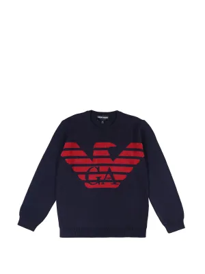 Emporio Armani Kids Intarsia Crewneck Jumper