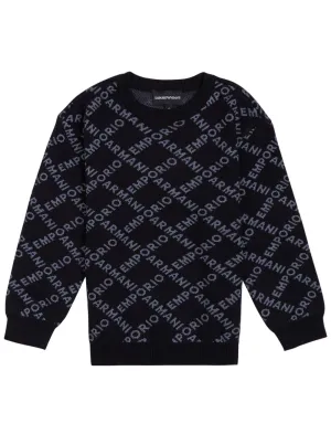 Emporio Armani Kids Logo Intarsia Knit Jumper