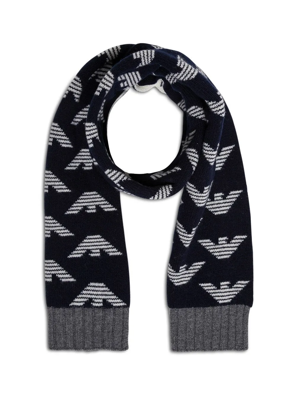 Emporio Armani Kids Logo Intarsia Knit Scarf