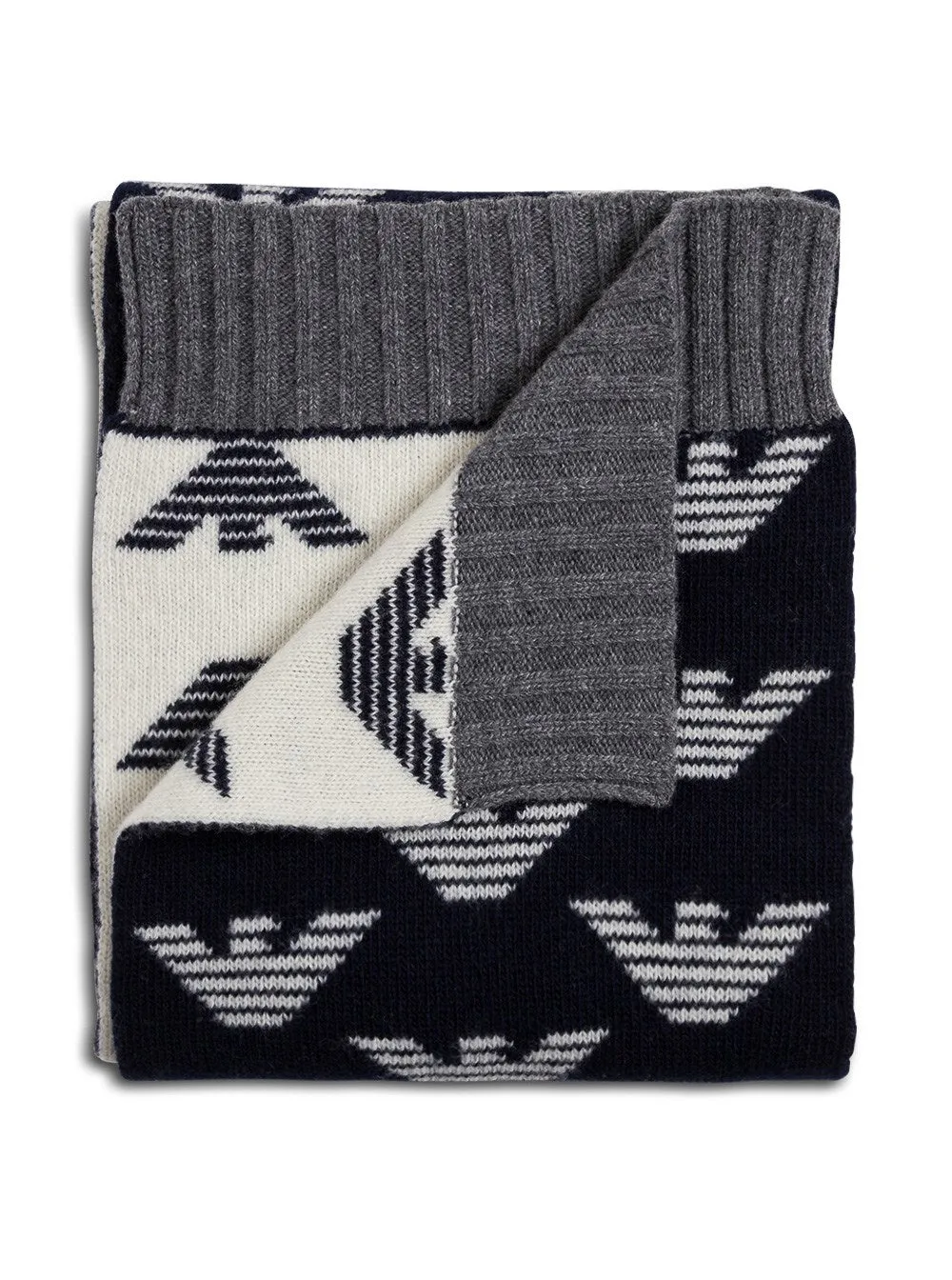 Emporio Armani Kids Logo Intarsia Knit Scarf