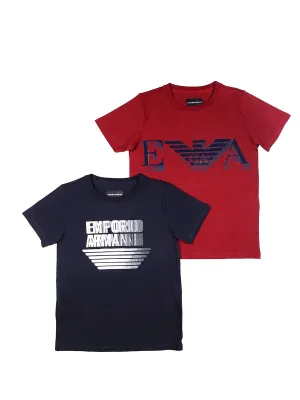 Emporio Armani Kids Logo Print 2-Pack T-Shirt