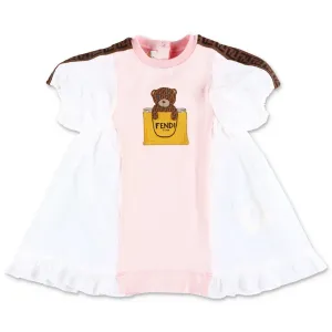 Fendi Kids Bear Printed Panelled Dress