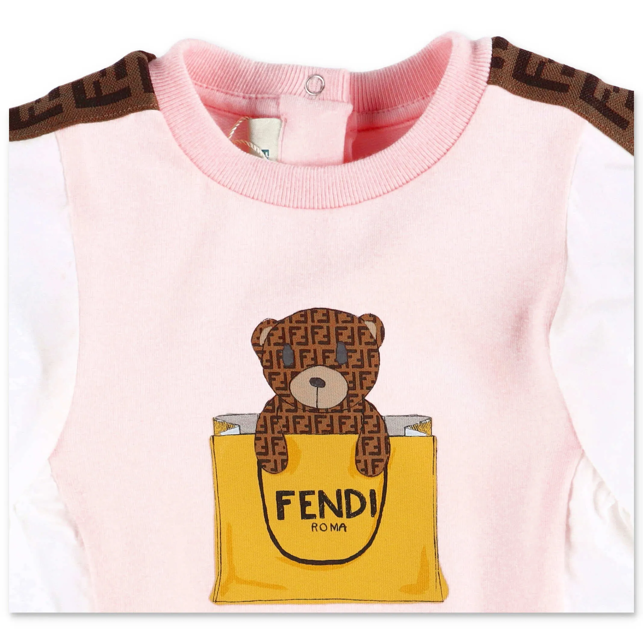 Fendi Kids Bear Printed Panelled Dress