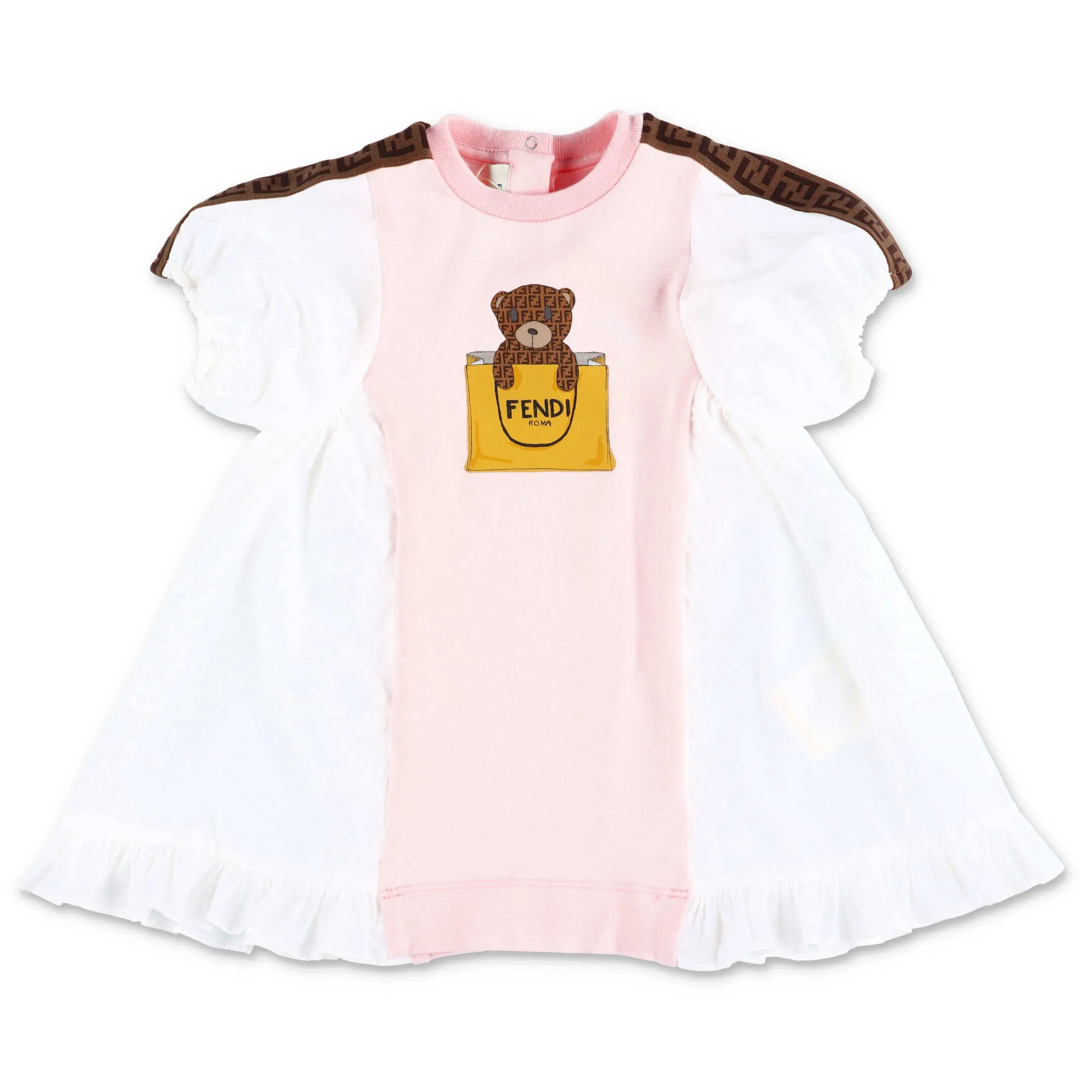 Fendi Kids Bear Printed Panelled Dress