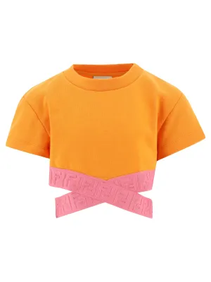 Fendi Kids FF Jacquard Strap Cropped Top