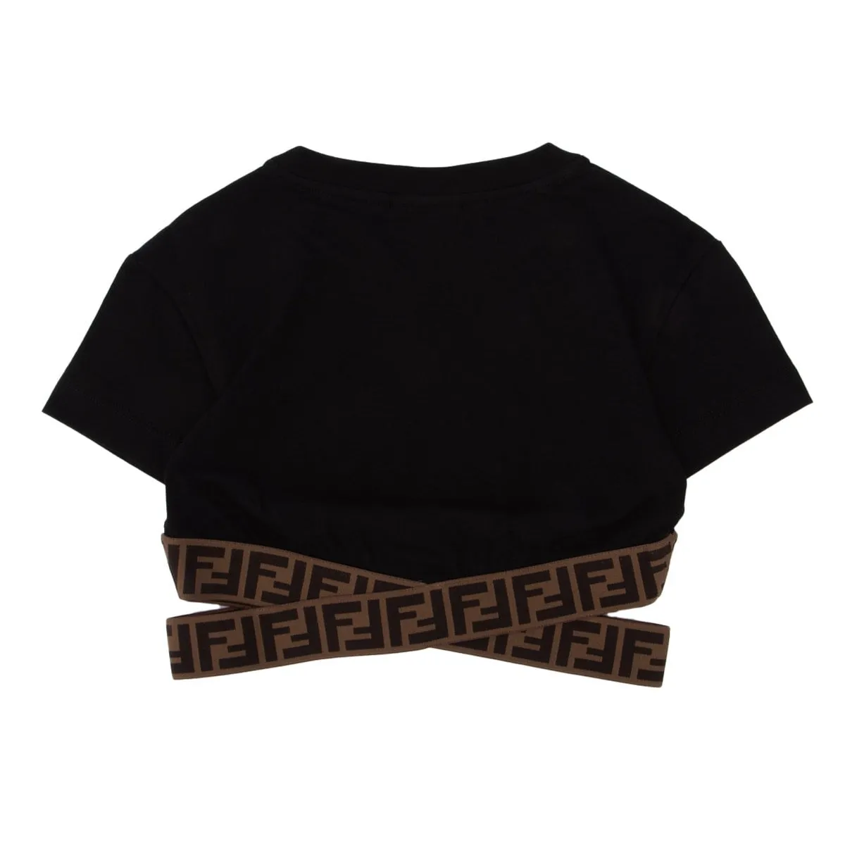 Fendi Kids FF Logo Tape Cropped T-Shirt