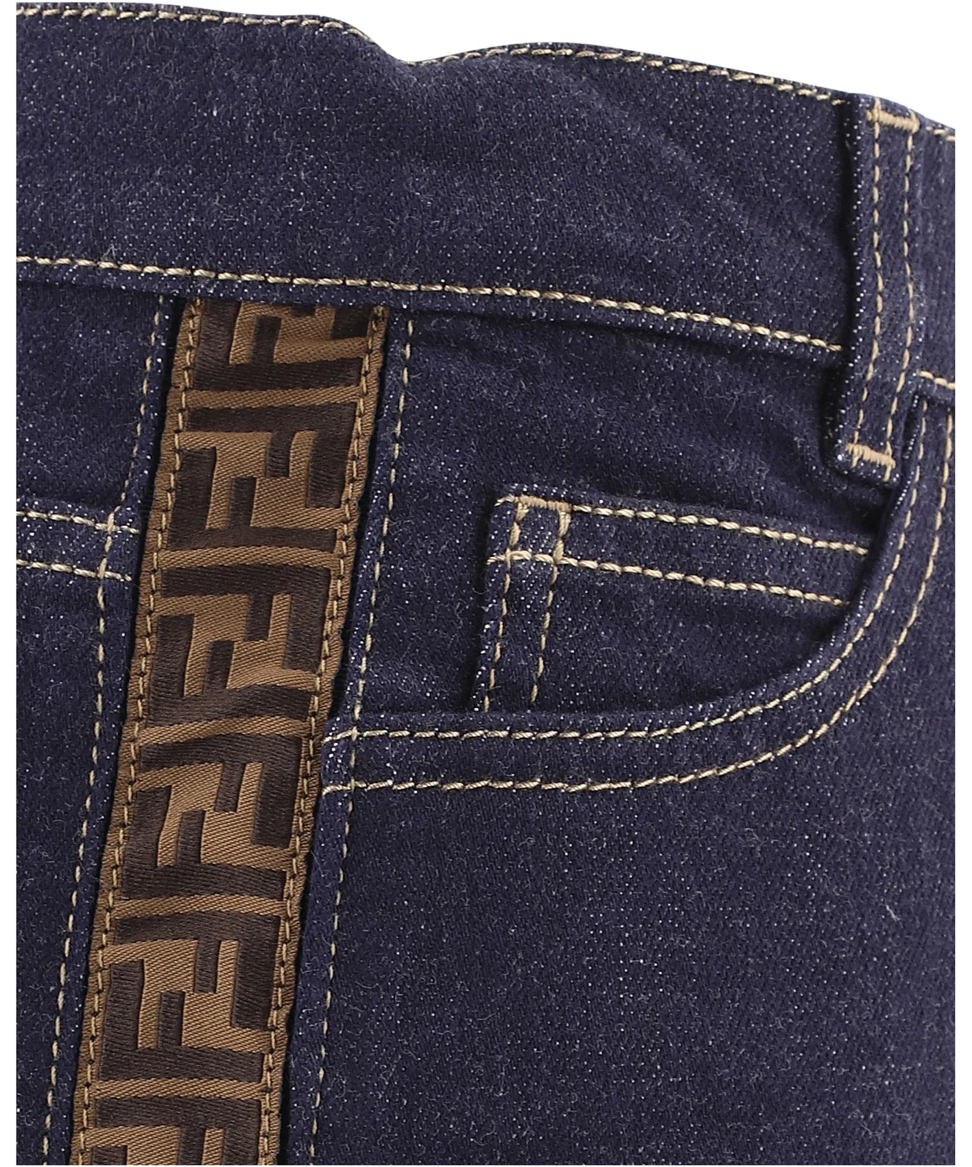 Fendi Kids FF Motif Panelled Denim Shorts