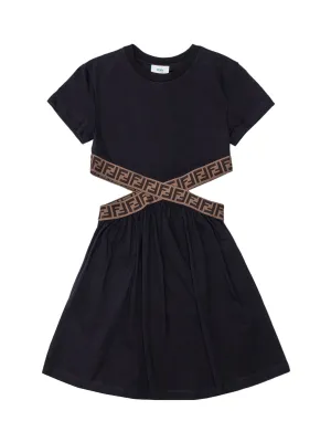 Fendi Kids FF Tape Cut-Out Dress