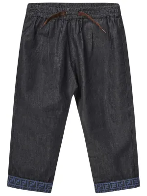 Fendi Kids FF Trim Drawstring Jeans