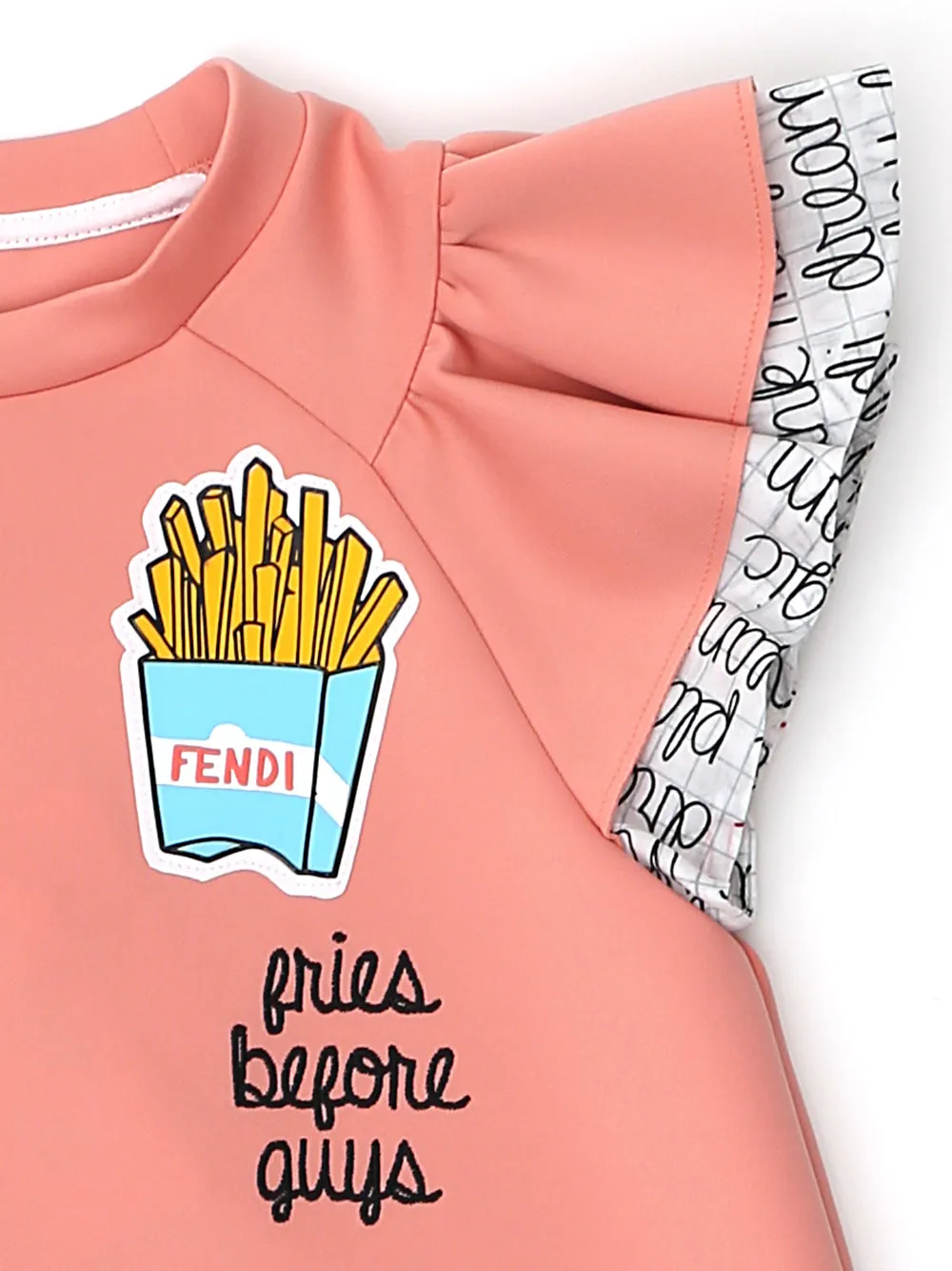 Fendi Kids Fries Printed Ruffled Sweatshirt Dress