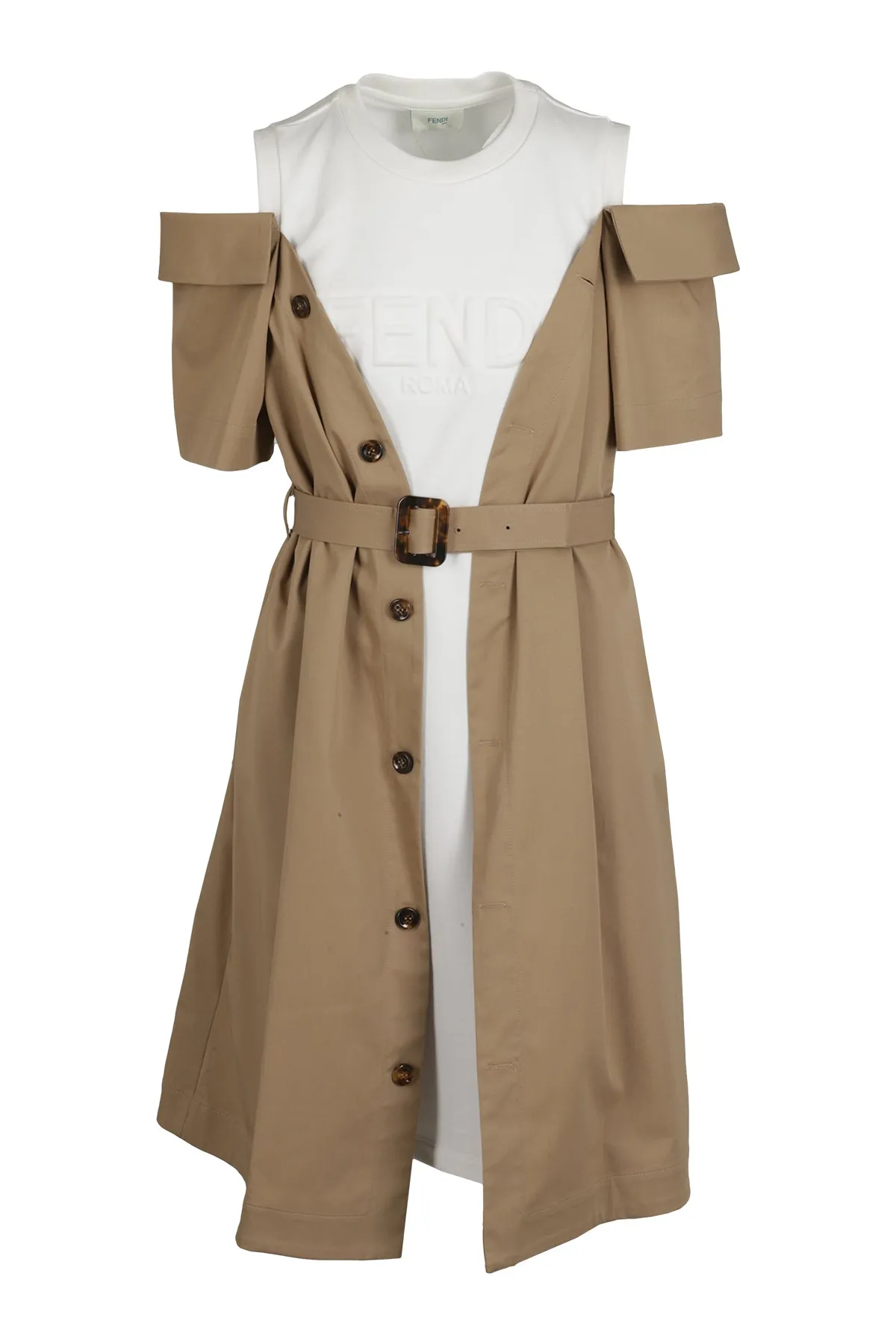 Fendi Kids Layered Belted Waist Dress