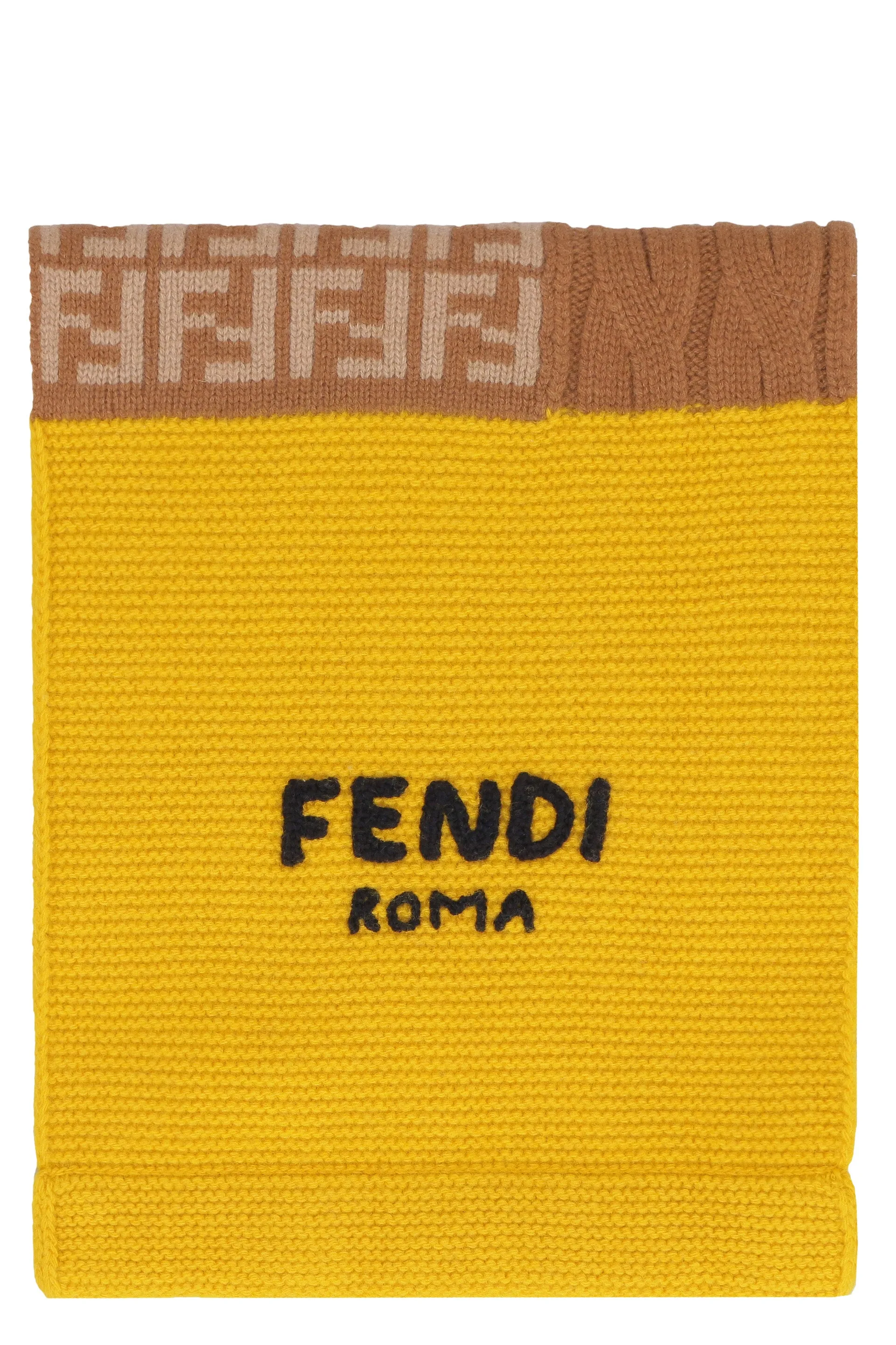 Fendi Kids Logo Detail Panelled Knit Scarf