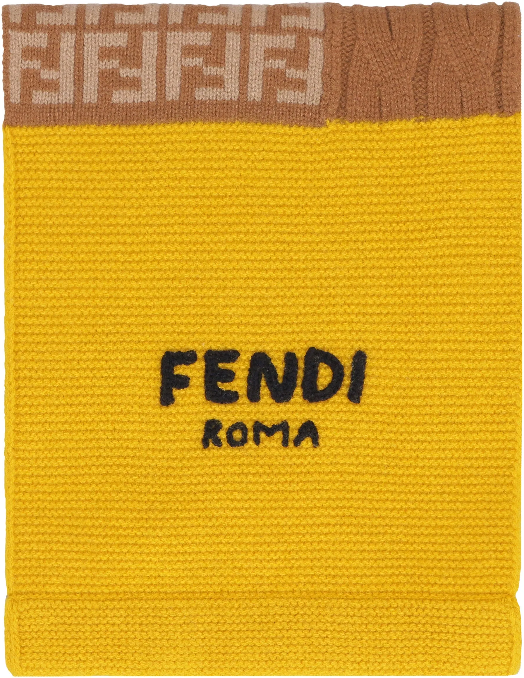 Fendi Kids Logo Detail Panelled Knit Scarf