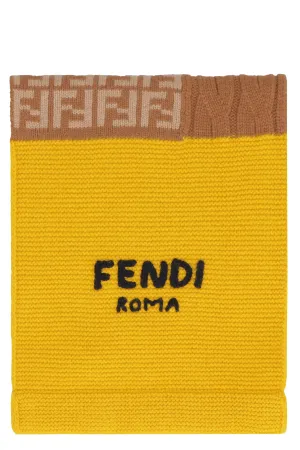 Fendi Kids Logo Detail Panelled Knit Scarf