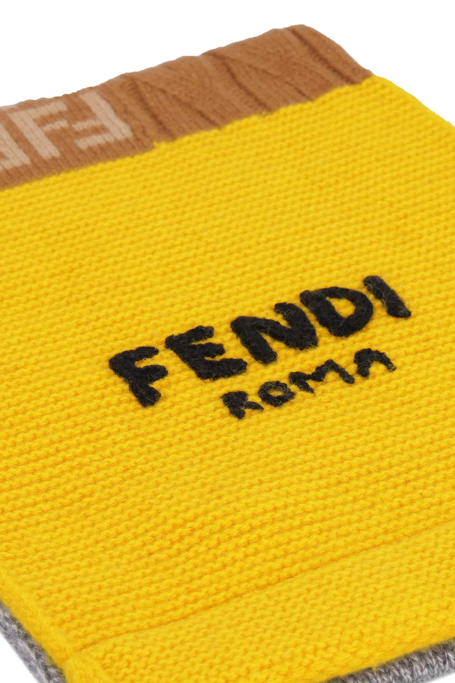Fendi Kids Logo Detail Panelled Knit Scarf