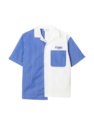 Fendi Kids Logo Detailed Striped Shirt