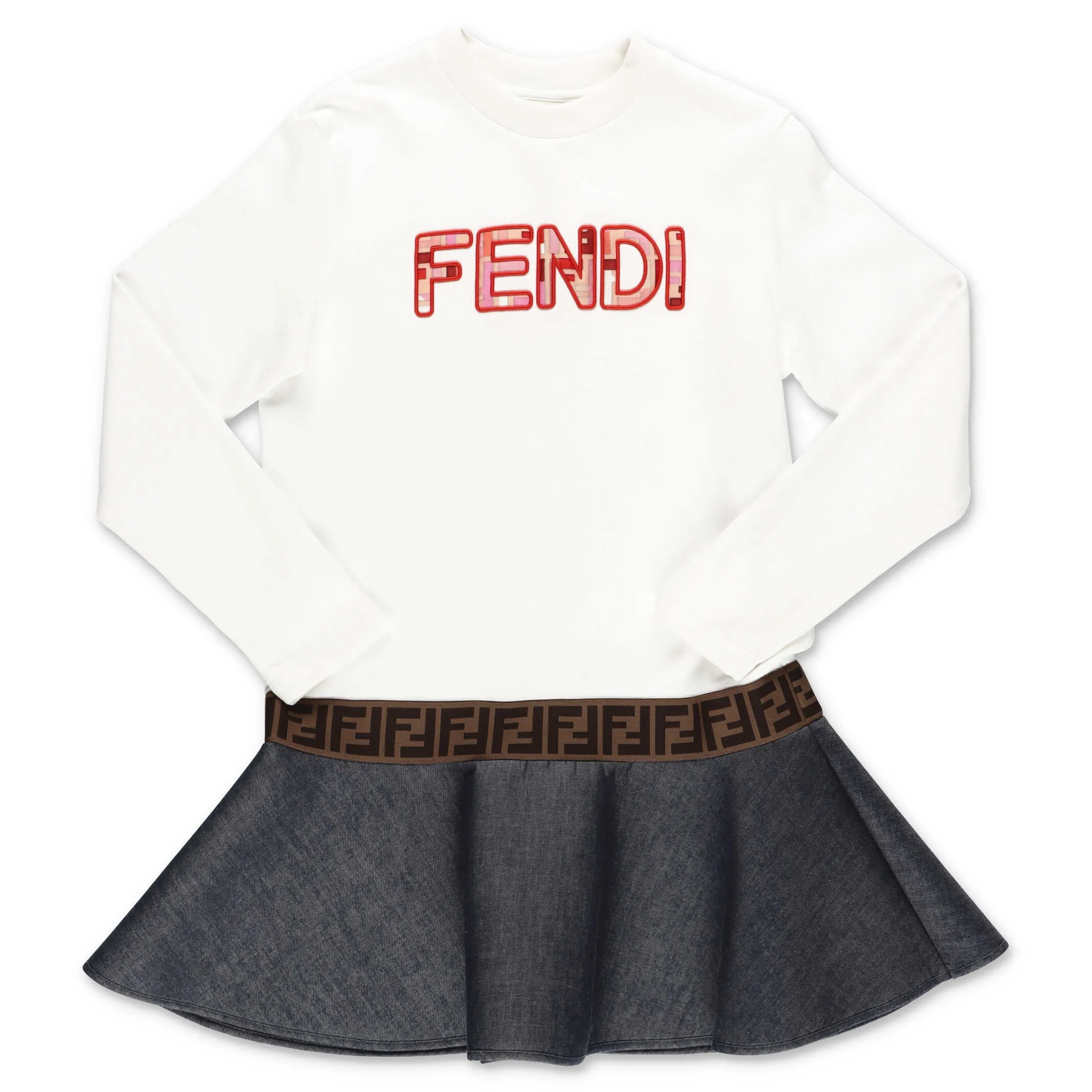 Fendi Kids Logo Embroidered Dress