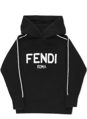 Fendi Kids Logo Intarsia Knit Hoodie