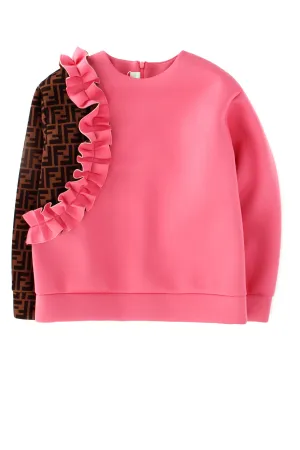 Fendi Kids Ruffled FF Motif Panelled Sweatshirt
