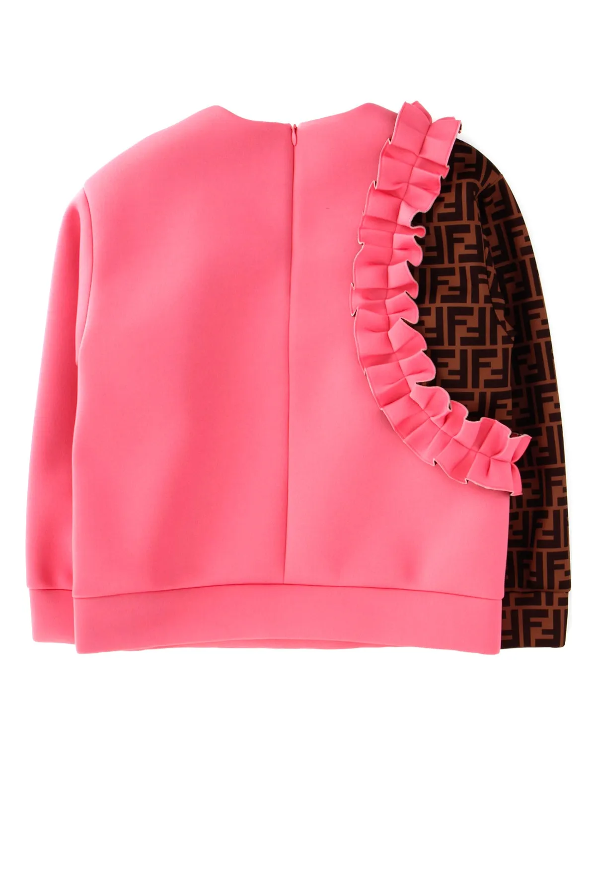 Fendi Kids Ruffled FF Motif Panelled Sweatshirt