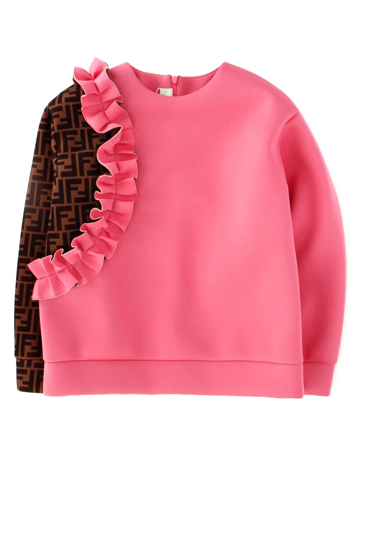 Fendi Kids Ruffled FF Motif Panelled Sweatshirt