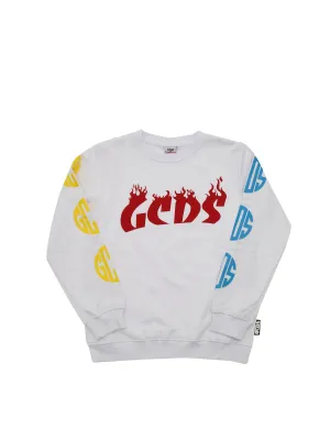 GCDS Kids Flame Logo Print Sweatshirt